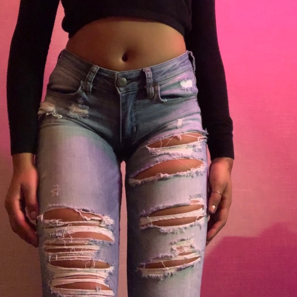 American eagle high rise torn jeggings